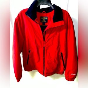 Woolrich Men's Vintage Weatherproof Jacket Coat Red Size XL Fleece Lined
